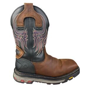 Justin Men’s Tanker Brown Leather Steel Toe Cowboy Boot Size US 9.5 EE